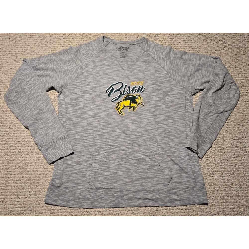 Signature Concept NDSU Bison Long Sleeve Tshirt Gray Green Women's XL